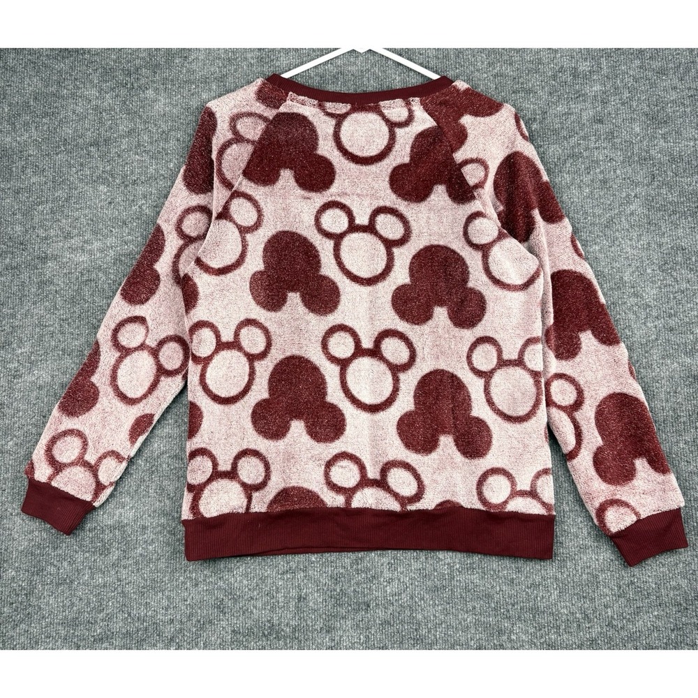 Disney Mickey Mouse Womens Small 2 Piece Fleece Pajama Lounge Set Burgundy - Picture 5 of 11